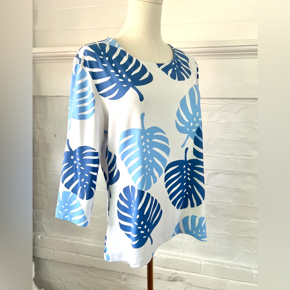 Sailor Sailor Crew Tee Blue Monstera 50 UPF Wicking Sailor Cloth Sun Shirt - Picture 3 of 12